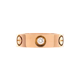 Cartier Love 3 Diamonds Band Ring 18K Rose Gold with Diamonds