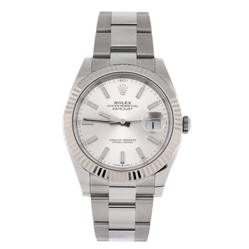 Rolex Oyster Perpetual Datejust Automatic Watch Stainless Steel and White Gold 41