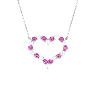 Tiffany & Co. Heart Pendant Necklace Platinum with Diamonds and Pink Sapphires Large