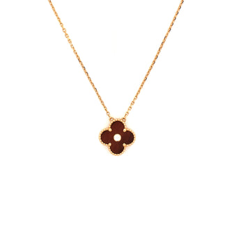 Van Cleef & Arpels Vintage Alhambra Pendant Necklace 18K Rose Gold and Bull's Eye with Diamond