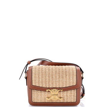 Celine Triomphe Shoulder Bag Raffia with Leather Teen