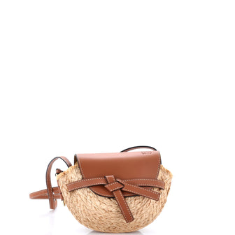 Loewe Gate Leather Shoulder Leather with Raffia Mini