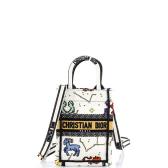 Christian Dior Book Tote Phone Bag Pixel Zodiac Embroidered Canvas Mini
