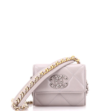 Chanel 19 Card Holder on Chain Quilted Leather