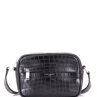 Saint Laurent Camp Camera Bag Crocodile Embossed Leather Mini