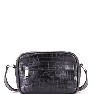 Saint Laurent Camp Camera Bag Crocodile Embossed Leather Mini