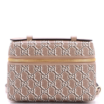Gucci Emblem Top Handle Vanity Bag GG Shadow Coated Canvas Small