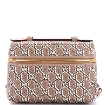 Gucci Emblem Top Handle Vanity Bag GG Shadow Coated Canvas Small