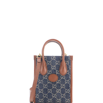 Gucci Interlocking G Patch Tote GG Denim Mini