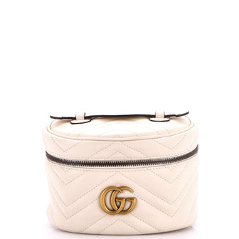 Gucci GG Marmont Top Handle Cosmetic Case Matelasse Leather Mini