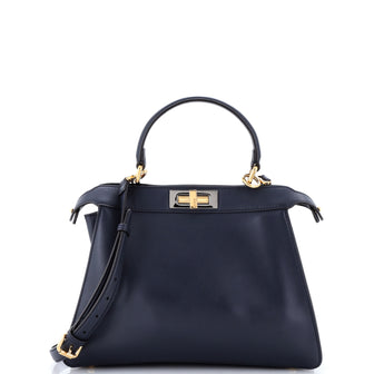 Fendi Peekaboo Bag Rigid Leather with Zucca Velvet Interior Regular