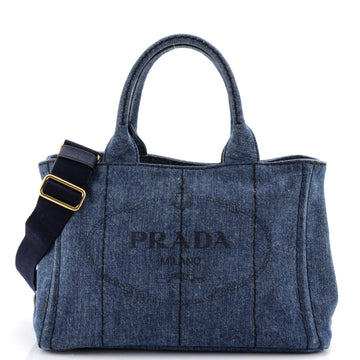 Prada Canapa Convertible Tote Denim Mini