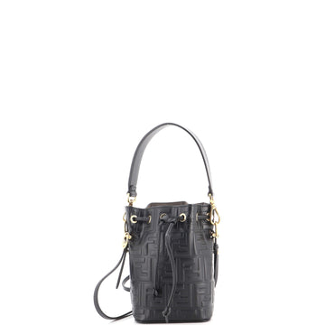 Fendi Mon Tresor Bucket Bag Zucca Embossed Leather Mini