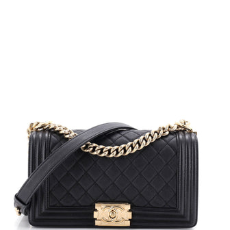 Chanel Boy Flap Bag Quilted Caviar Old Medium