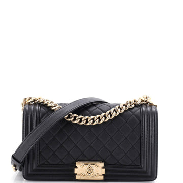 Chanel Boy Flap Bag Quilted Caviar Old Medium