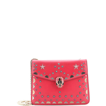 Bvlgari Serpenti Forever Square Shoulder Bag Laser Cut Leather Small
