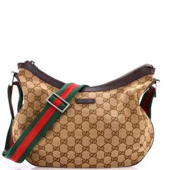 Gucci Saddle Zip Messenger Bag GG Canvas with Leather Medium