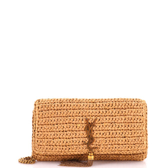 Saint Laurent Kate 99 Tassel Flap Bag Woven Raffia Medium