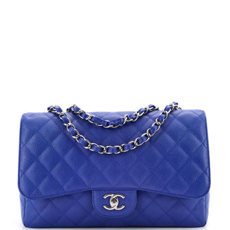 Chanel Vintage Classic Single Flap Bag Quilted Caviar Jumbo