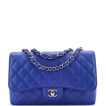 Chanel Vintage Classic Single Flap Bag Quilted Caviar Jumbo