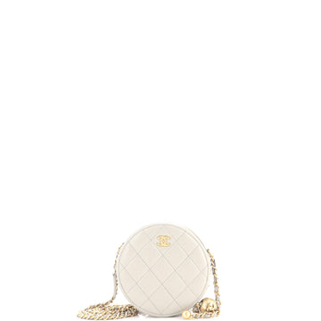 Chanel Pearl Crush Round Clutch with Chain Quilted Lambskin