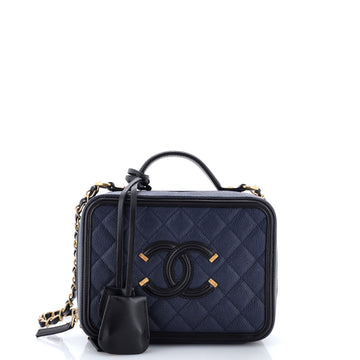 Chanel Filigree Vanity Case Quilted Caviar Medium
