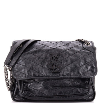 Saint Laurent Niki Chain Flap Bag Matelasse Chevron Leather Medium