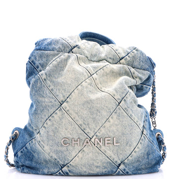 Chanel 22 Chain Backpack Quilted Denim Medium