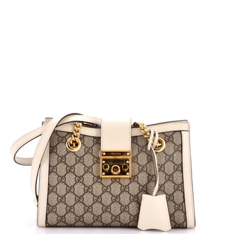 Gucci Padlock Chain Tote GG Coated Canvas with Leather Small
