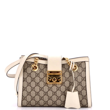 Gucci Padlock Chain Tote GG Coated Canvas with Leather Small