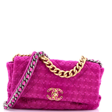 Chanel 19 Flap Bag Quilted Tweed Large