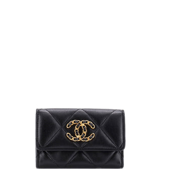 Chanel 19 Flap Card Case Quilted Leather