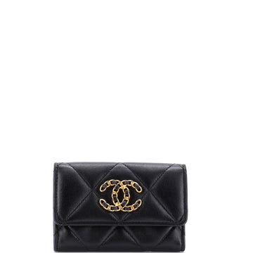 Chanel 19 Flap Card Case Quilted Leather