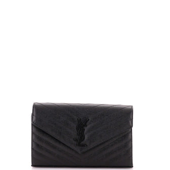 Saint Laurent Classic Monogram Wallet on Chain Matelasse Chevron Leather Medium