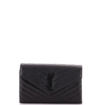 Saint Laurent Classic Monogram Wallet on Chain Matelasse Chevron Leather Medium