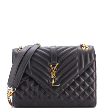 Saint Laurent Classic Monogram Envelope Satchel Mixed Matelasse Leather Medium