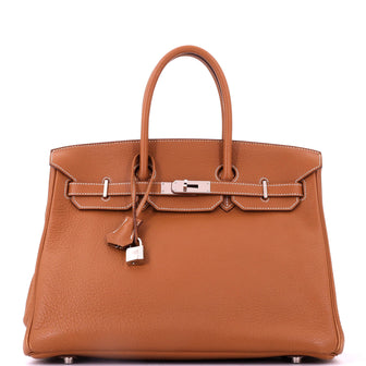Hermes Birkin Handbag Brown Togo with Palladium Hardware 35