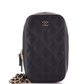 Chanel Zip Around Phone Case with Chain Quilted Caviar