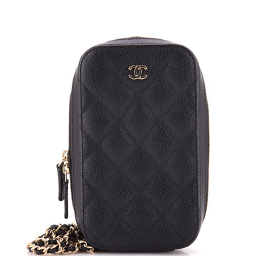 Chanel Zip Around Phone Case with Chain Quilted Caviar