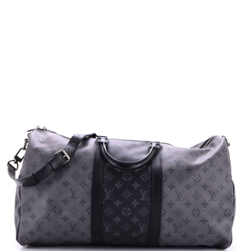 Louis Vuitton Keepall Bandouliere Bag Reverse Monogram Eclipse Canvas 50