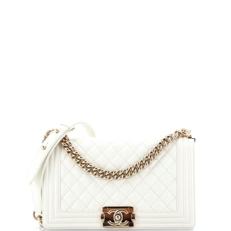 Chanel Boy Flap Bag Quilted Caviar Old Medium
