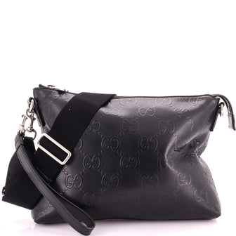 Gucci Convertible Messenger Bag GG Embossed Perforated Leather Medium