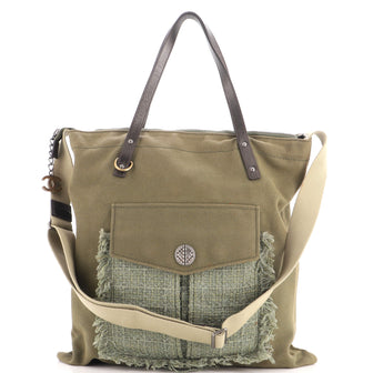 Chanel Cuba Zip Shopping Tote Canvas with Tweed Large