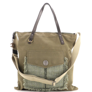 Chanel Cuba Zip Shopping Tote Canvas with Tweed Large