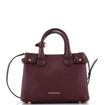 Burberry Banner Tote Leather and House Check Canvas Small