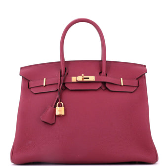 Hermes Birkin Handbag Red Togo with Gold Hardware 35