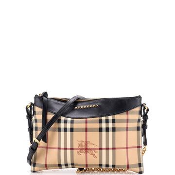 Burberry Peyton Crossbody Bag Haymarket Coated Canvas
