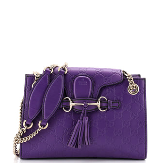 Gucci Emily Chain Flap Shoulder Bag Guccissima Leather Small