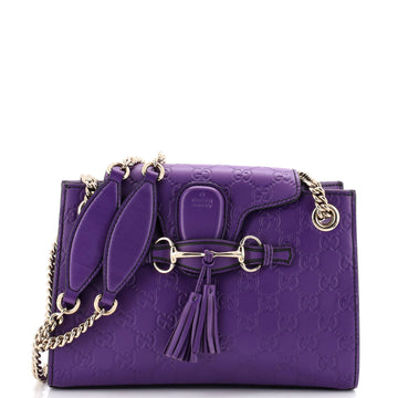 Gucci Emily Chain Flap Shoulder Bag Guccissima Leather Small