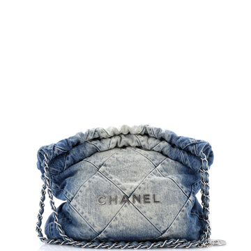 Chanel 22 Chain Hobo Quilted Denim Small
